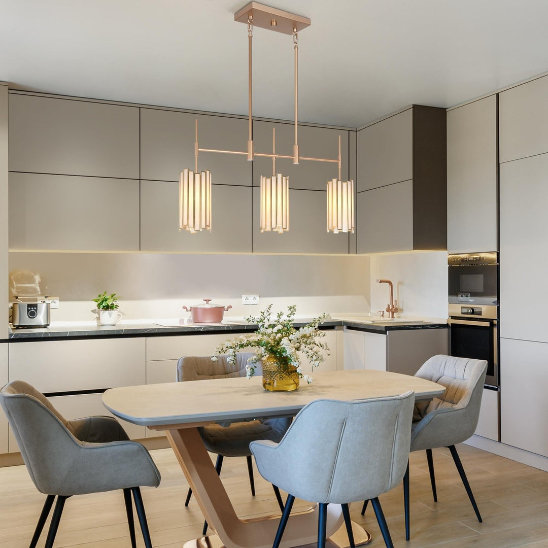 Glam Gold 3-light Linear Glass Kitchen Island Lights L30* W4.3* H17.3 - Diamond Home USA