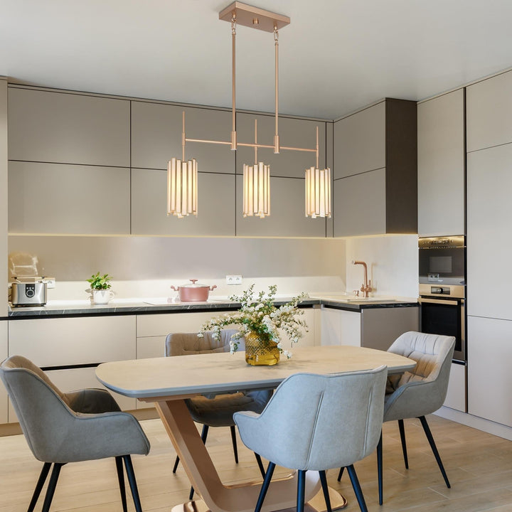 Glam Gold 3-light Linear Glass Kitchen Island Lights L30* W4.3* H17.3 - Diamond Home USA