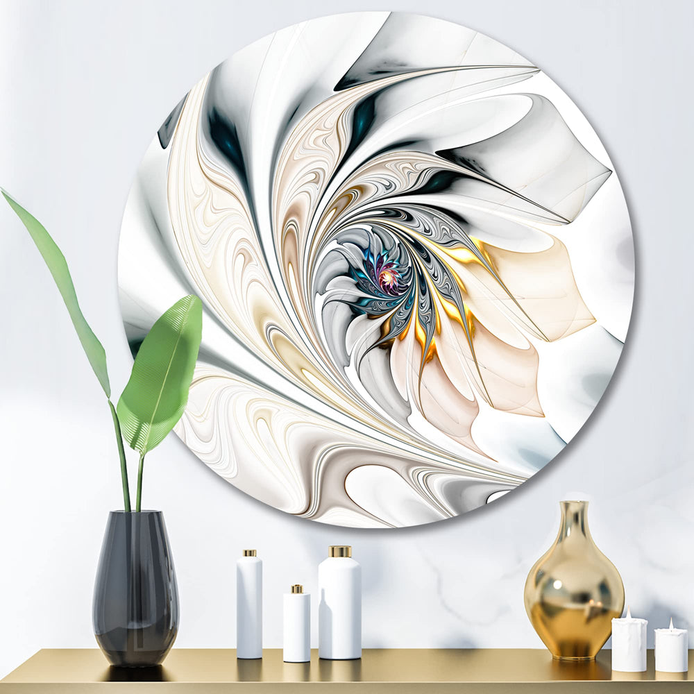 Designart MT10276 C11 White Stained Glass Floral Art Floral Disc 11" x 11" White - Diamond Home USA