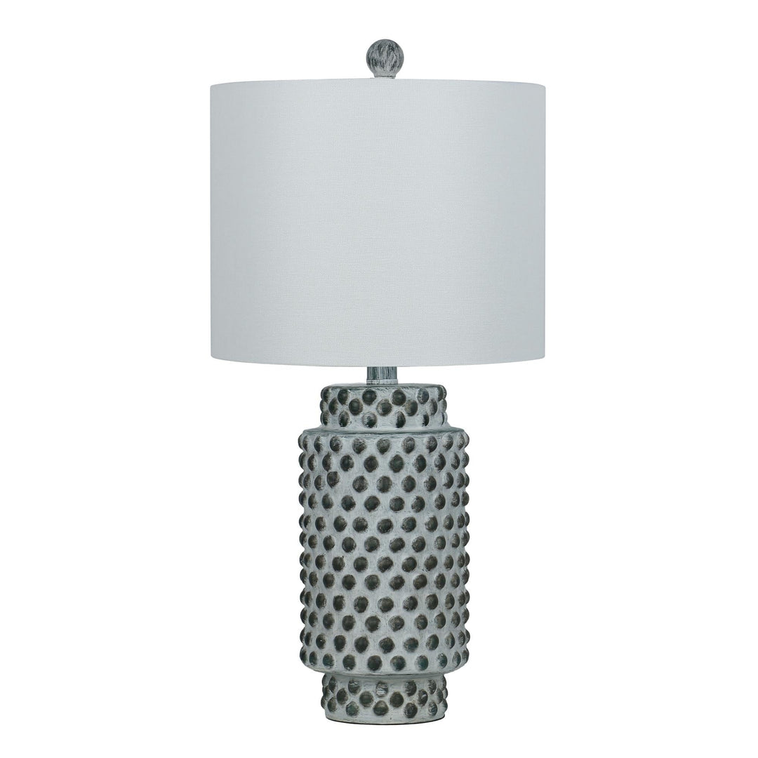 23.5" Raised Cylinder Table Lamp with Decorator Shade Blue Transitional