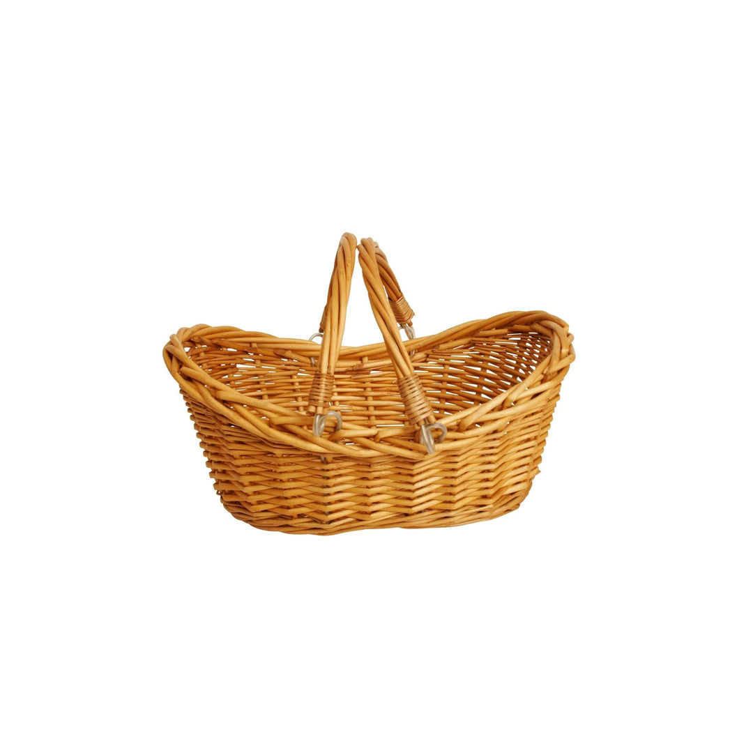 13.5" Honey Finish Willow Basket Brown Wicker Handmade