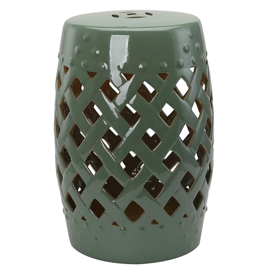 13" Heavy Duty Multi-use Ceramic Garden Stool/Round Side Table Foot Rest with - Diamond Home USA