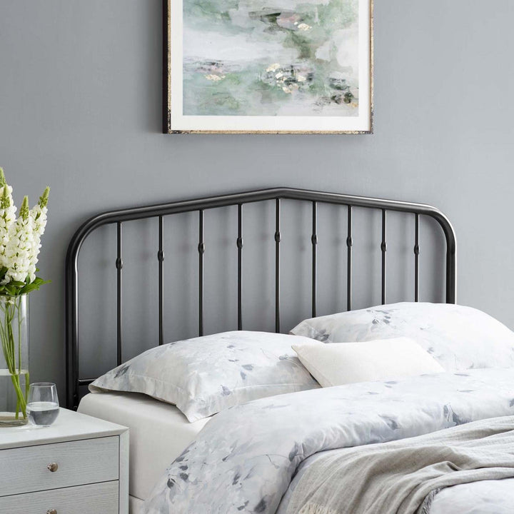Modway Lennon Modern Farmhouse Metal Queen Headboard in Black - Diamond Home USA