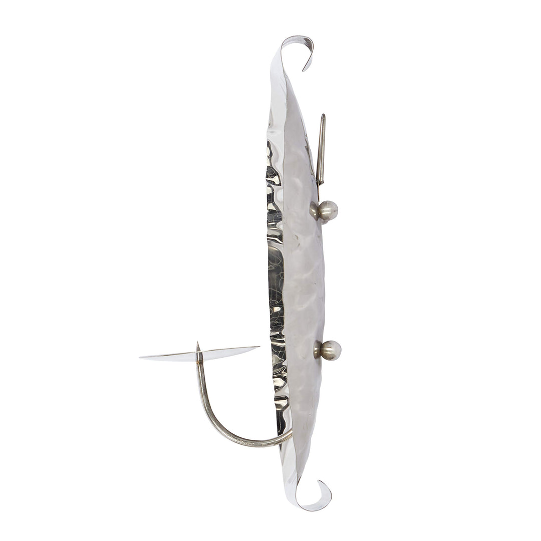 Silver Wall Sconce and Candleholders Set of 2 19" 14" 6 X 19 Stainless Steel - Diamond Home USA
