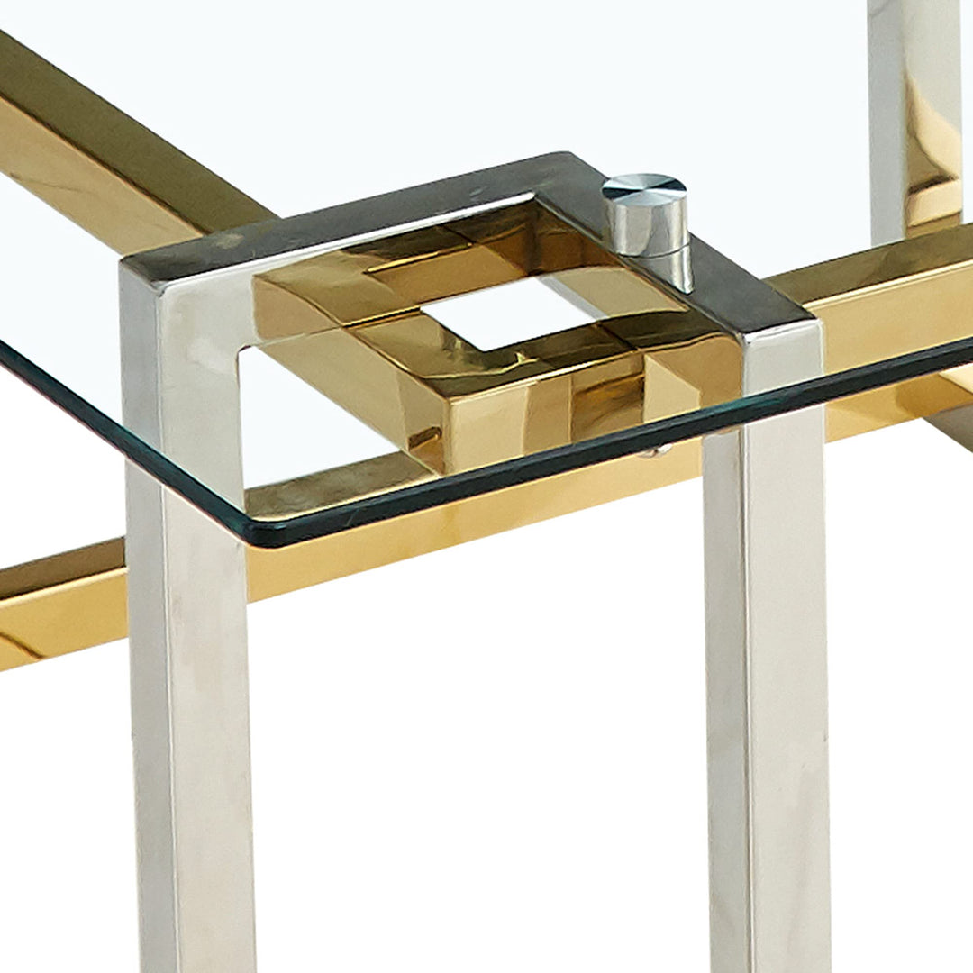 Nspire Contemporary Square Glass & Metal Coffee Table in Silver & Gold - Diamond Home USA