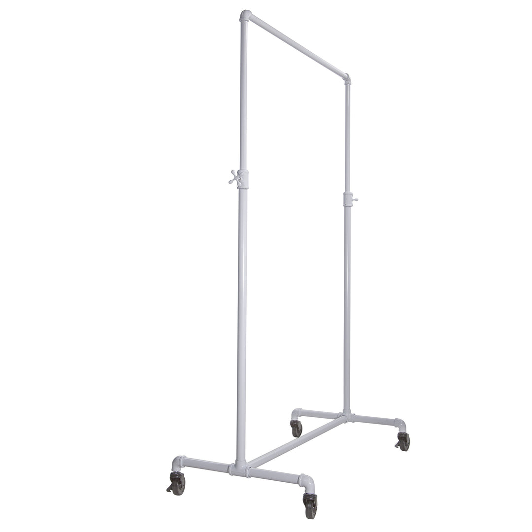 Econoco Pipeline Adjustable Height|Ballet Bar|Vintage Rolling Rack|PSBBADJWTE