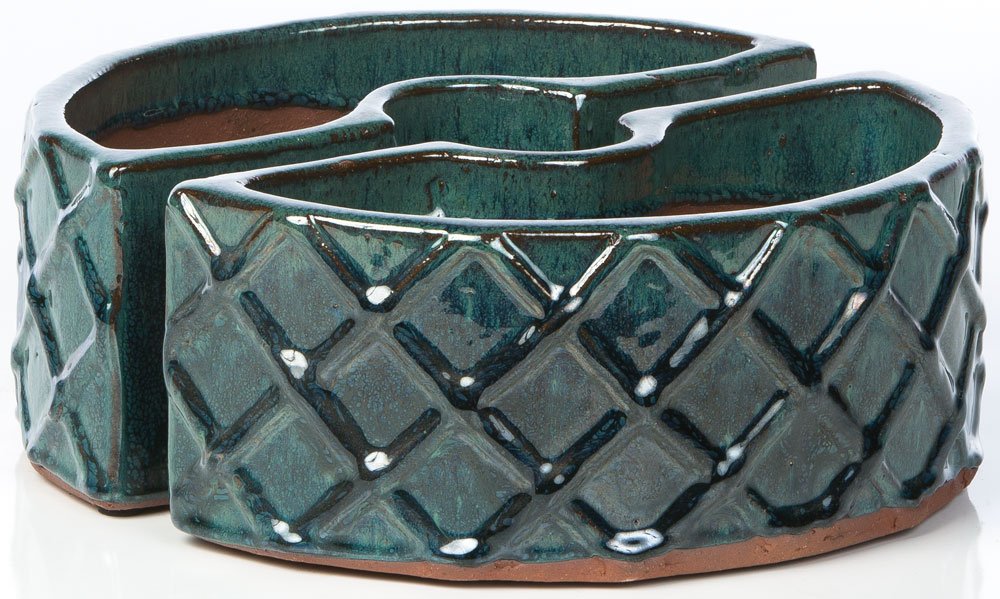 blue patio umbrella flower pot Alfresco Home Cobblestone Umbrella Planter atlantis