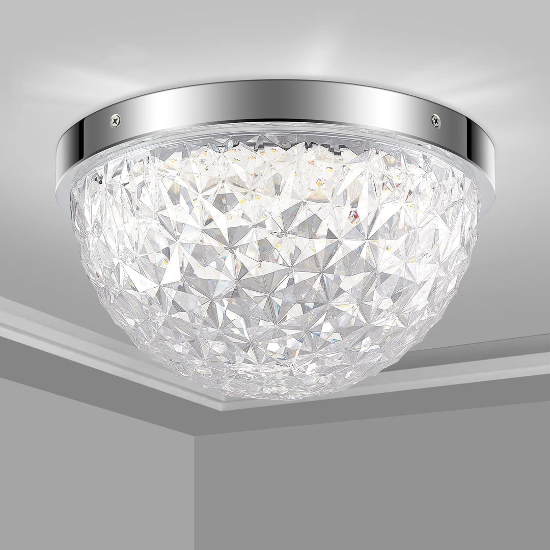Crystal Hemispheric Led Flush Mount Ceiling Light (12") 12" Clear Modern