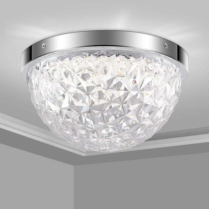 Crystal Hemispheric Led Flush Mount Ceiling Light (12") 12" Clear Modern