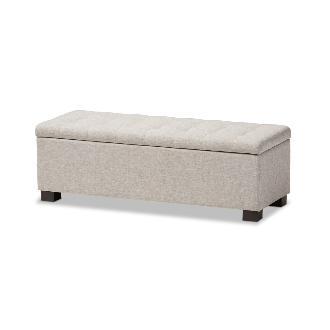 Modern and Contemporary ige Fabric Upholstered Grid-tufting Storage Ottoman - Diamond Home USA