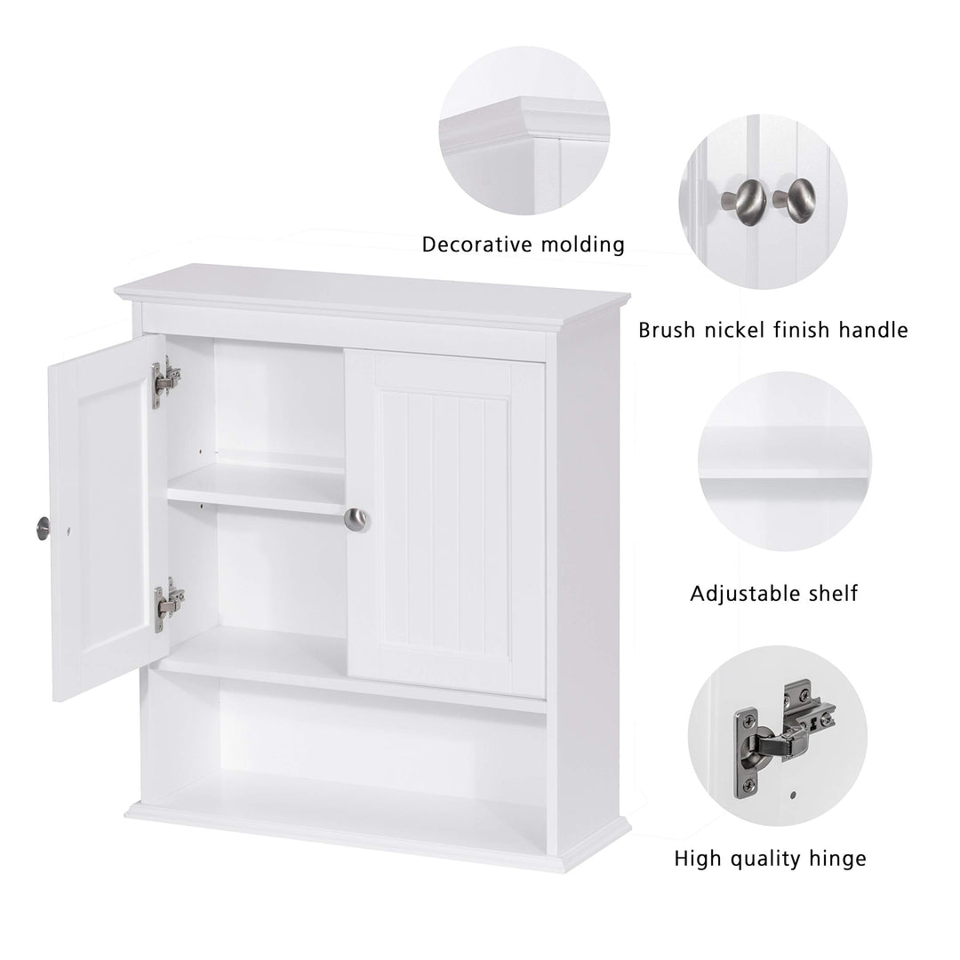 Wall Spacesaver Storage Cabinet Over The Toilet with Door Wooden White Yellow - Diamond Home USA