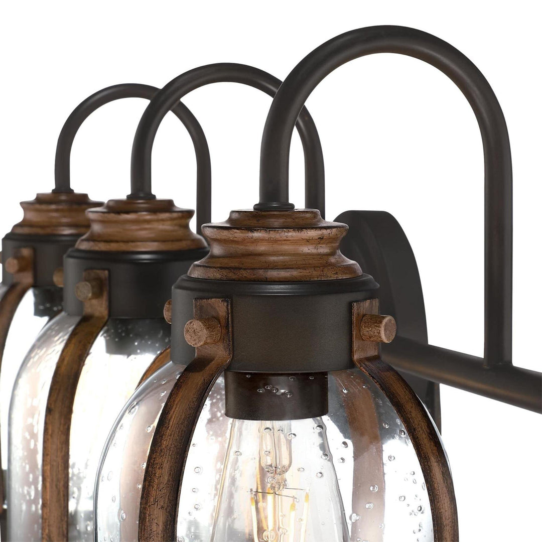 Three-light Oil-rubbed Bronze and Barnwood Indoor Wall Fixture Brown Farmhouse - Diamond Home USA