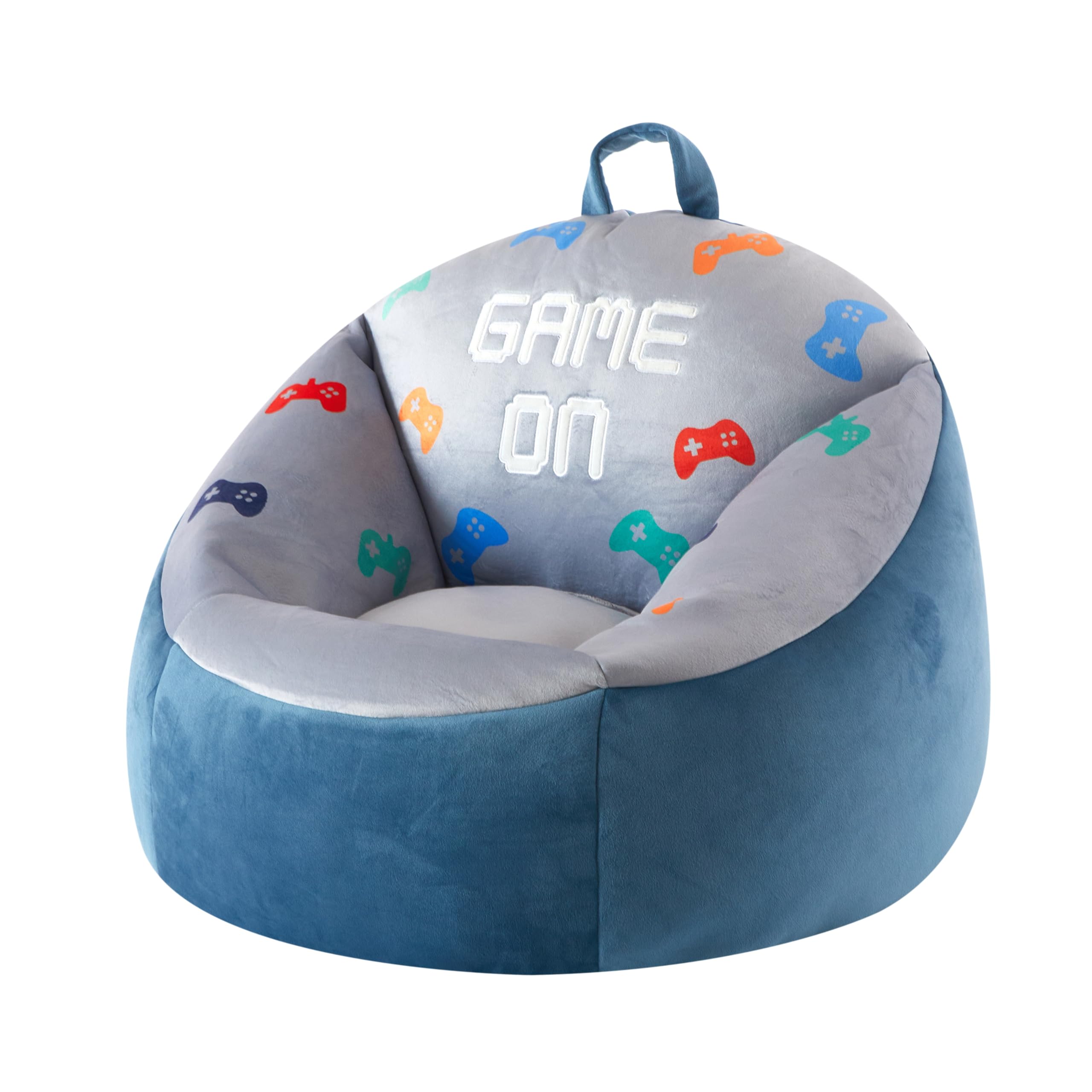 Heritage Kids Micromink Squishy Bean Bag Chair for Kids Ages 3+ Gamer Grey  | Diamond Home USA, image size:2560x2560