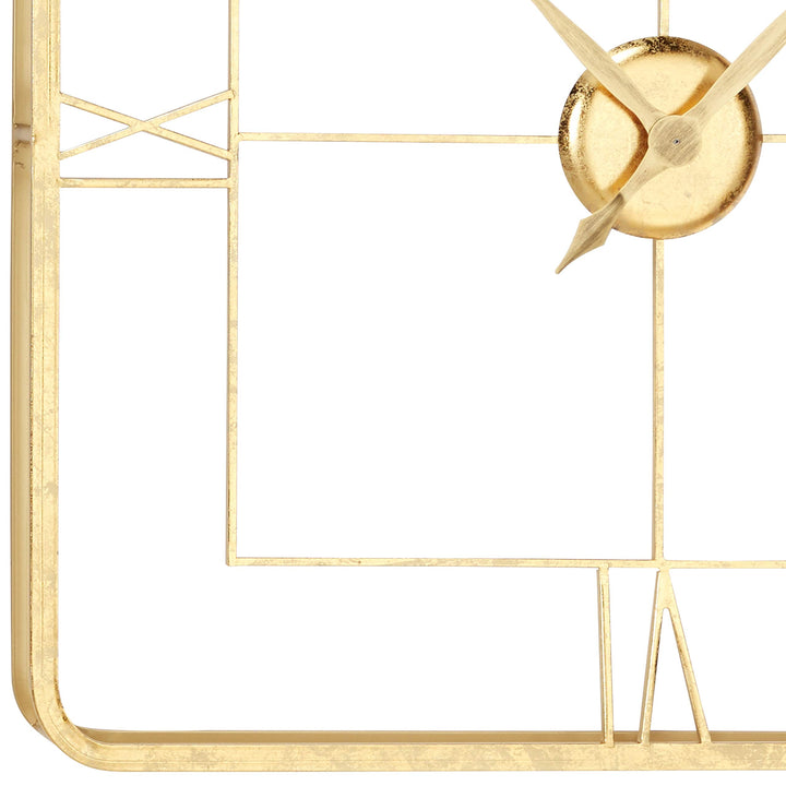 Extra Large Square Gold Wall Clock with Roman Numerals 36 X 3 Iron - Diamond Home USA