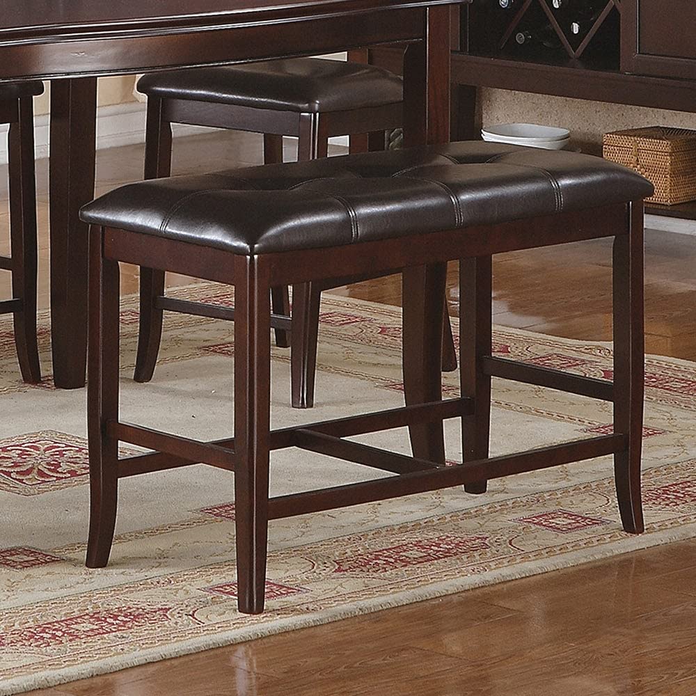 Upholstered Counter Height Bench in Dark Brown Finish - Diamond Home USA