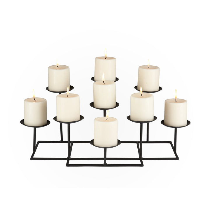 SEI Furniture 9 Candle Wrought Iron Candelabra Matte Black - Diamond Home USA