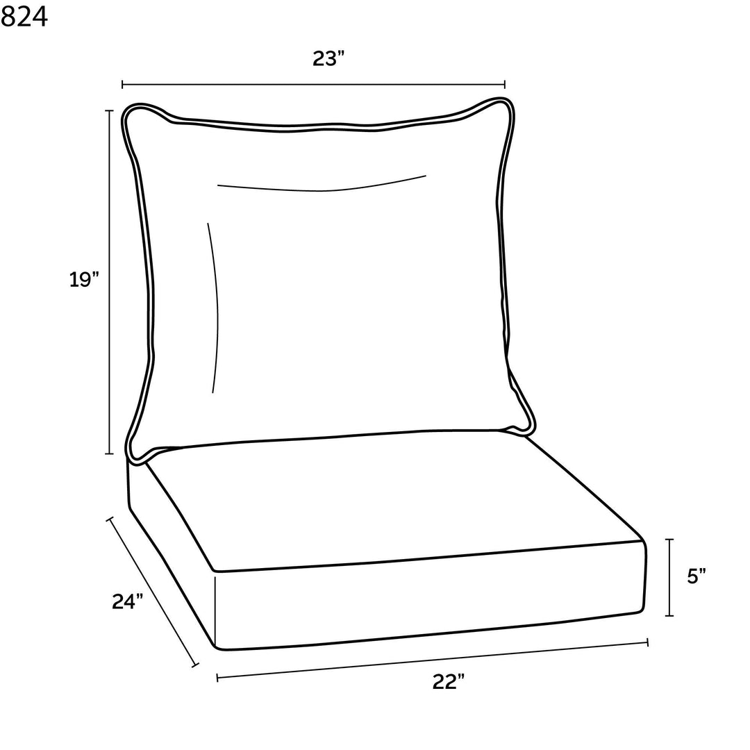 Outdoor 24 X 22 in. Deep Seat Set 24" L 22" W 5" H Blue Damask Bohemian Eclectic - Diamond Home USA