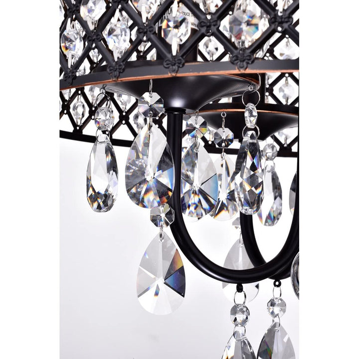 Oil Rubbed Bronze 4-light Round Beaded Drum Chandelier with Crystals Hanging - Diamond Home USA