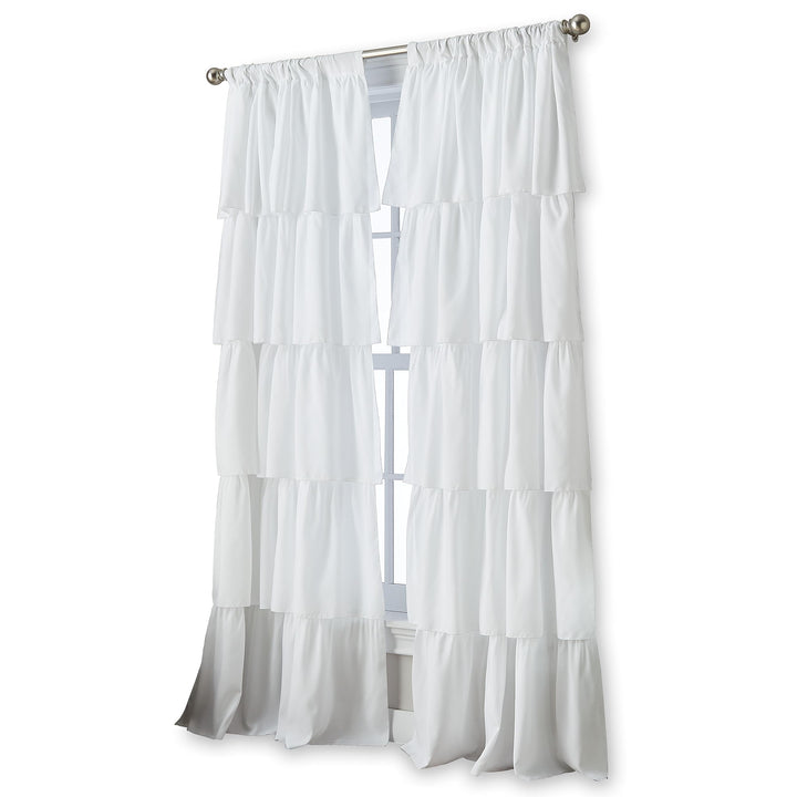 Curtainworks Flounced Ruffle Rod Pocket one Curtain Panel 63 in White - Diamond Home USA