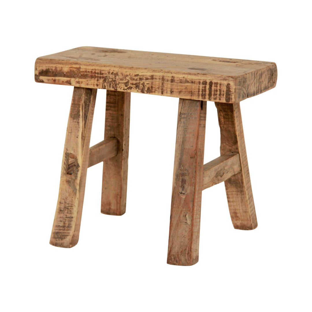 11 in. W Rectangular Natural Wood Vintage Mini Stool 11" X 5" L 9" H Solid