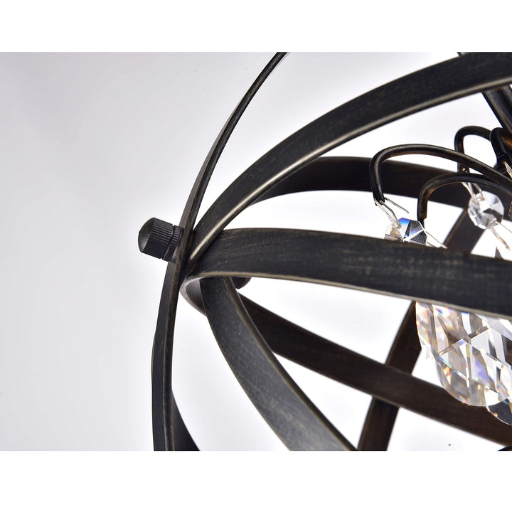 The Lighting Store Benita Antique Black 4-Light Metal Globe Crystal Chandelier - Diamond Home USA