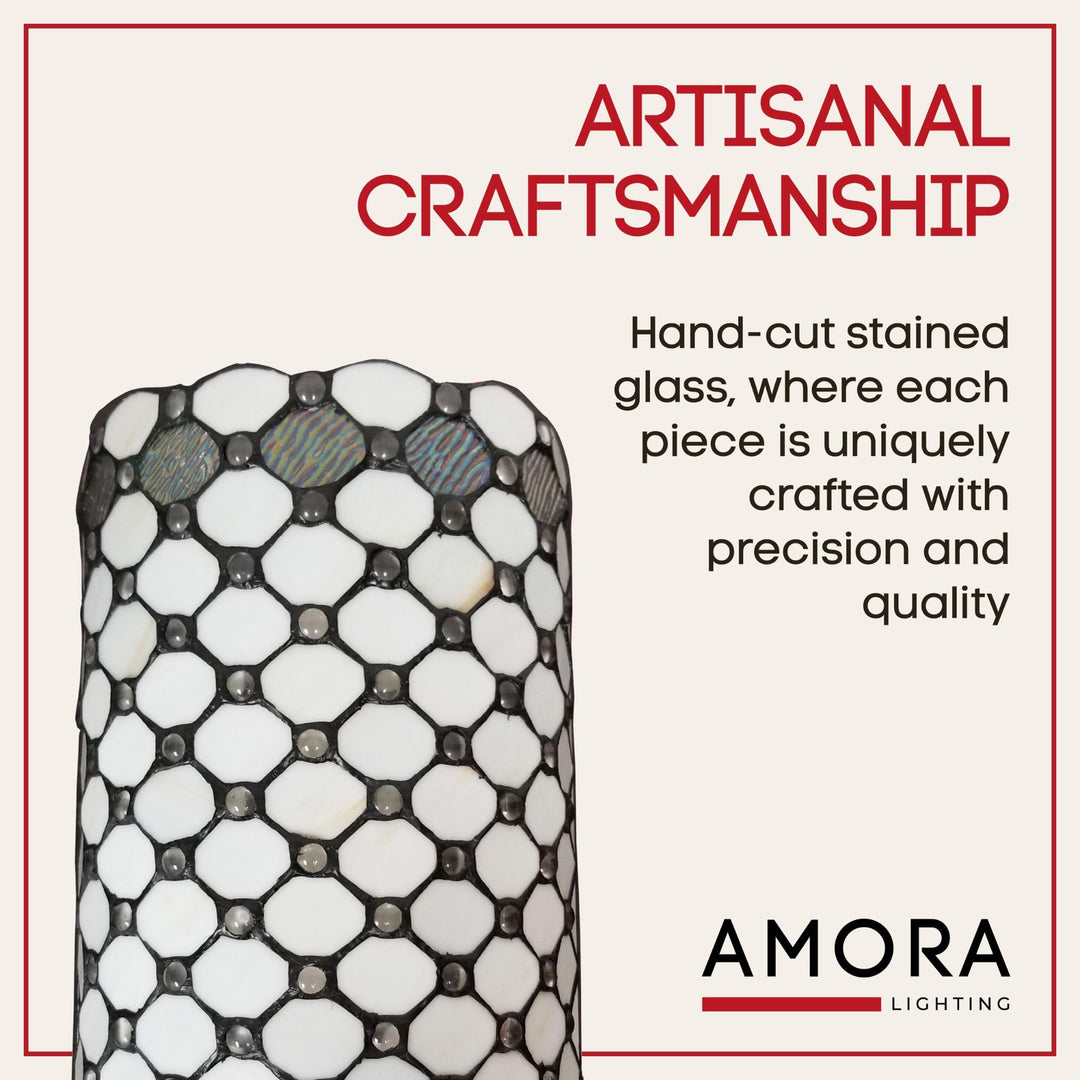 Tiffany Style Wall Lamp White Jeweled 2 Light Stained Glass Vintage Antique - Diamond Home USA