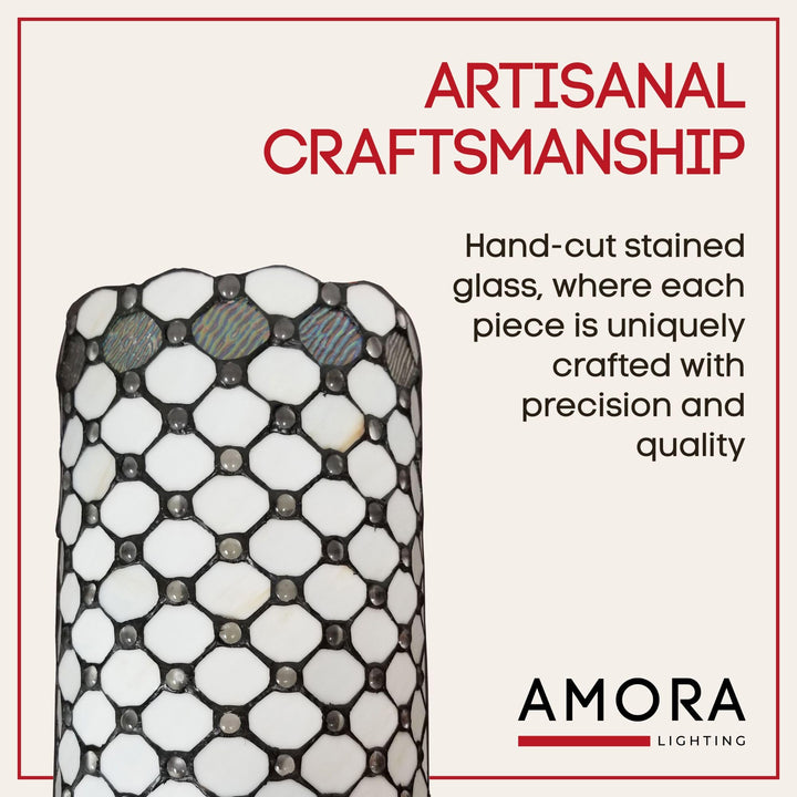 Tiffany Style Wall Lamp White Jeweled 2 Light Stained Glass Vintage Antique - Diamond Home USA