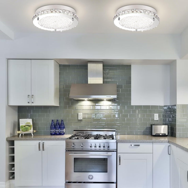 Crystal Ceiling Light Minimalist Led Flush Mount Fixture 13-inch Clear Modern - Diamond Home USA