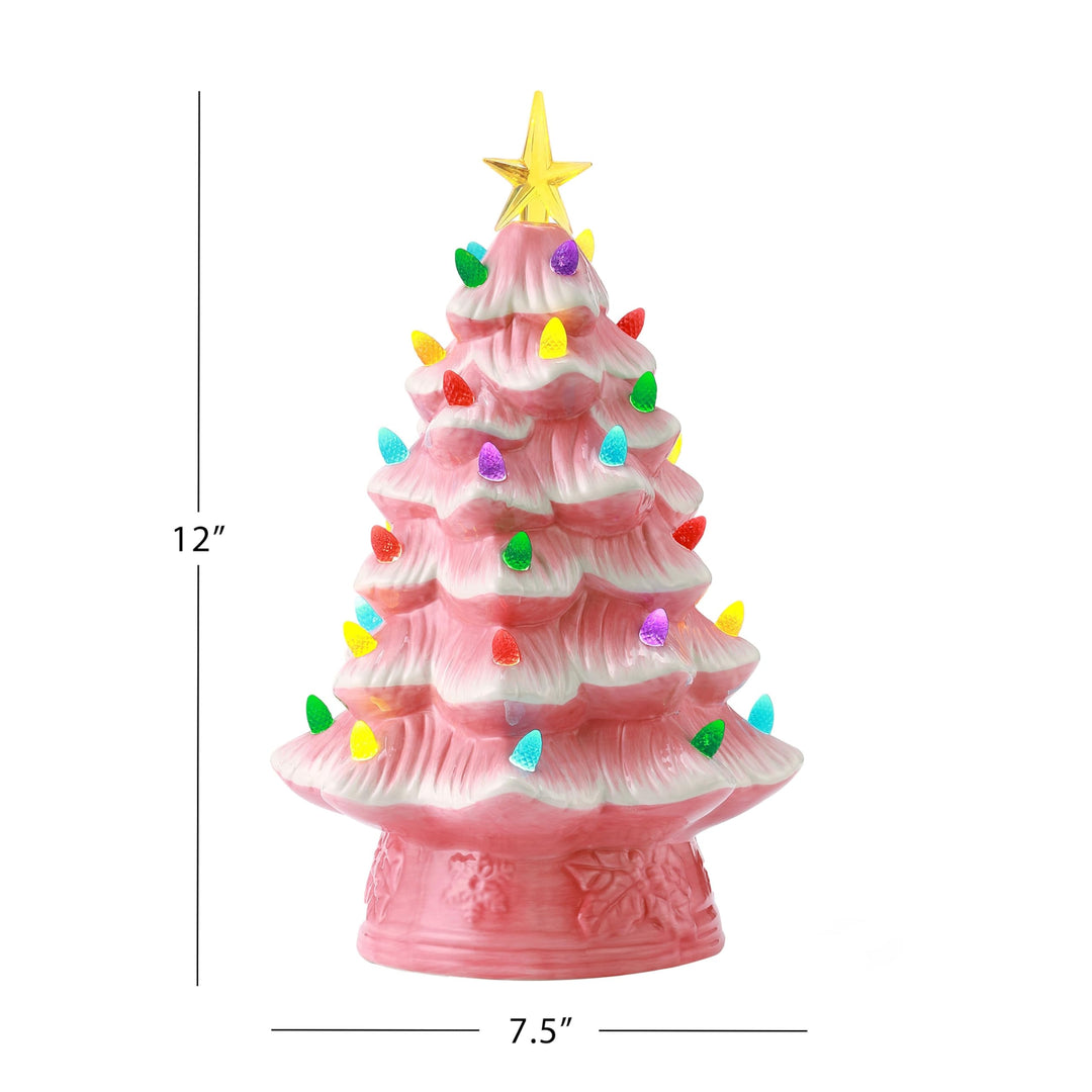 12" Nostalgic Ceramic Tree Pink - Diamond Home USA