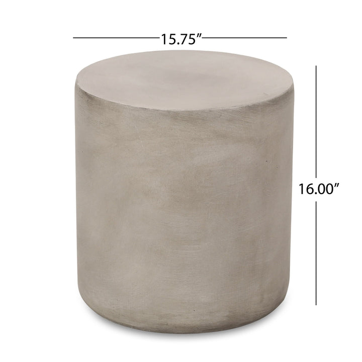 Lightweight Concrete Side Table Grey Industrial Round - Diamond Home USA
