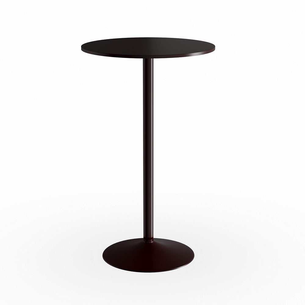 Black Round Top with Leg and Base Metal Bar Table Mid-Century Modern MDF - Diamond Home USA
