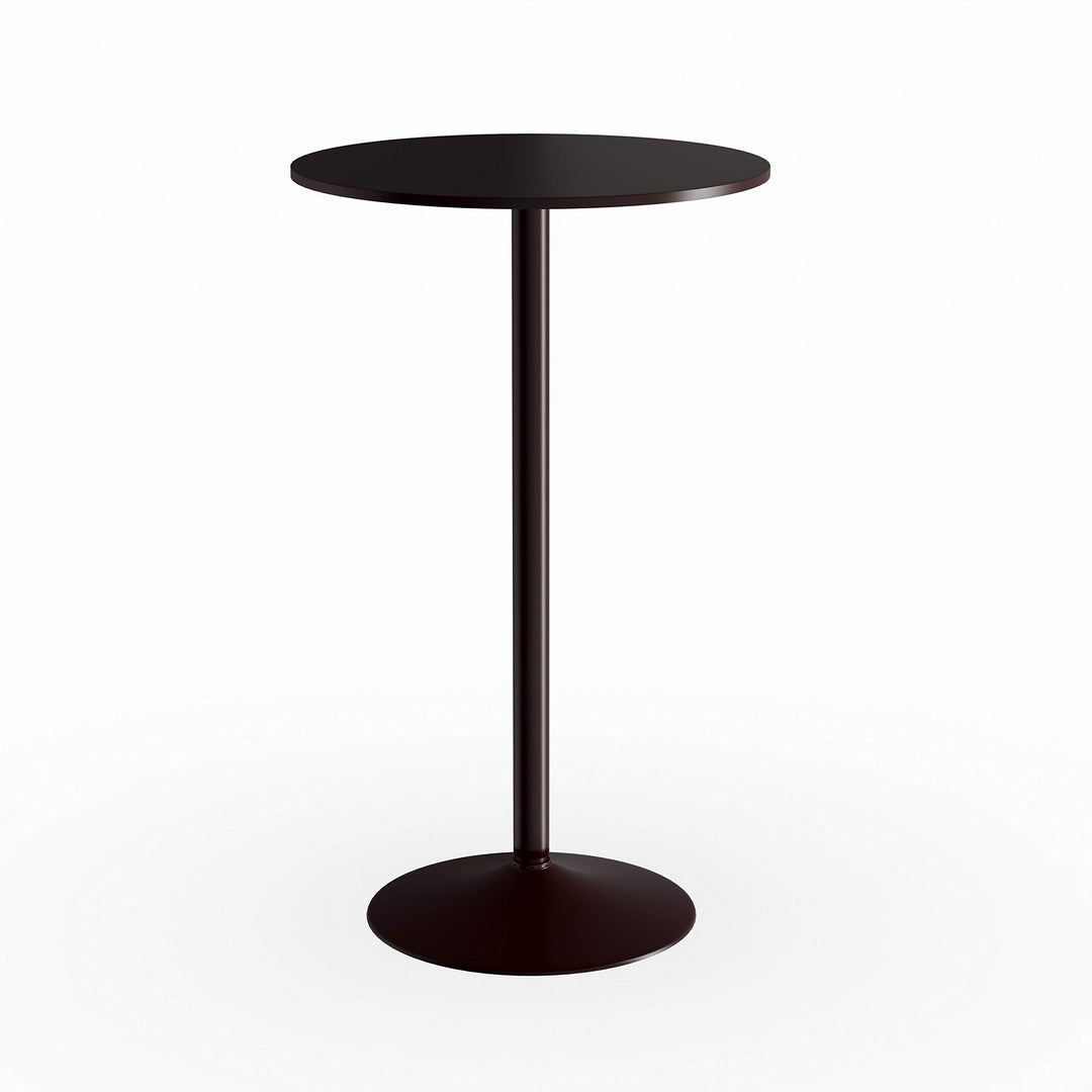 Black Round Top with Leg and Base Metal Bar Table Mid-Century Modern MDF - Diamond Home USA