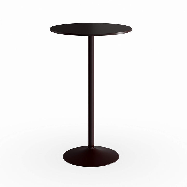 Black Round Top with Leg and Base Metal Bar Table Mid-Century Modern MDF - Diamond Home USA