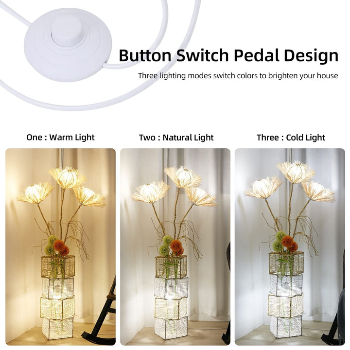 Led Tree Floor Lamp Rattan Flower Art Decorative Light Beige Modern Contemporary - Diamond Home USA
