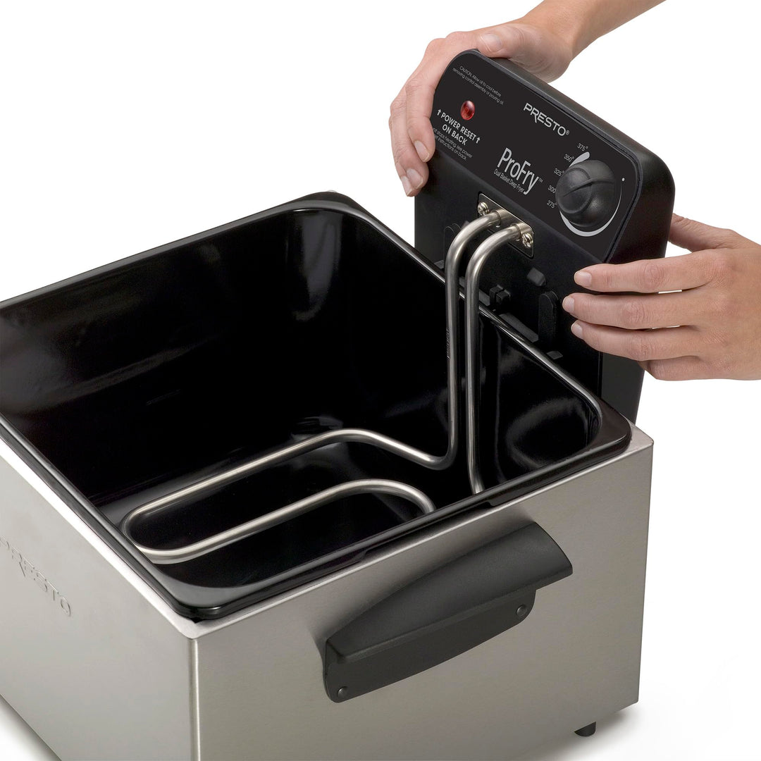 Presto 05466 Stainless Steel Dual Basket Pro Fry Immersion Element Deep Fryer - Diamond Home USA