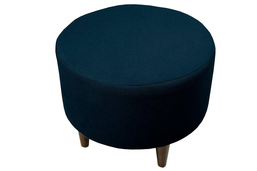 MJL Furniture Designs Sophia Collection Dawson Series Contemporary Round Ottoman Dark Blue