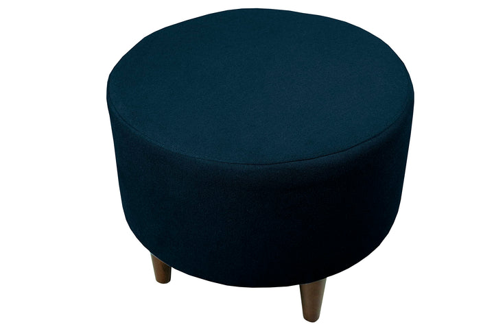 MJL Furniture Designs Sophia Collection Dawson Series Contemporary Round Ottoman Dark Blue