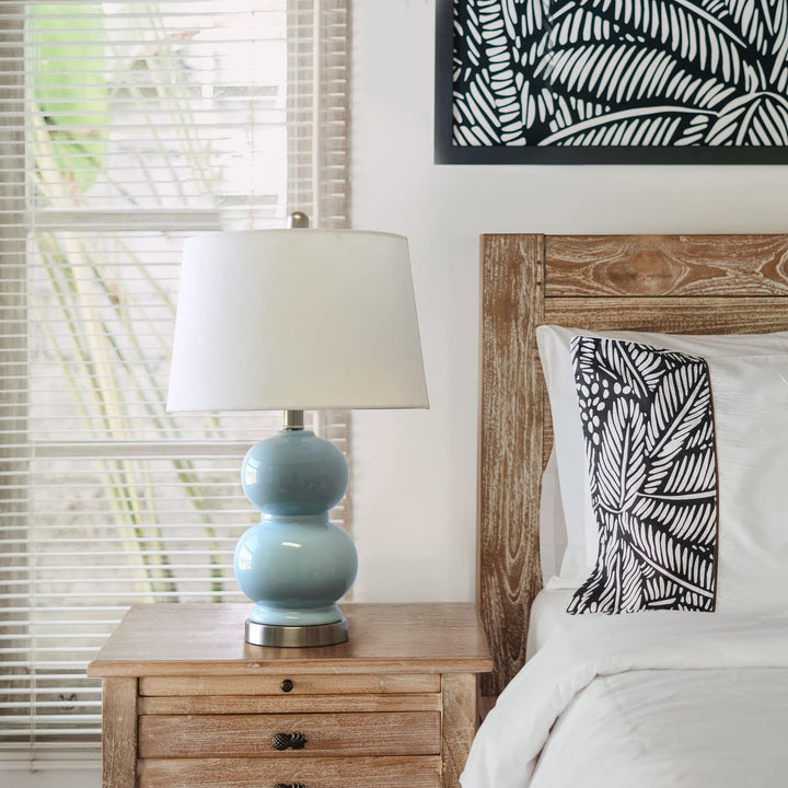 Elegant Designs LT2100-LTB Stacked Stone Double Gourd Ceramic Lamp Light Blue - Diamond Home USA