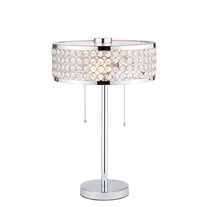 12 Inch Glam Crystal Pull Chains Table Lamp 2-Light Chrome Modern Contemporary - Diamond Home USA