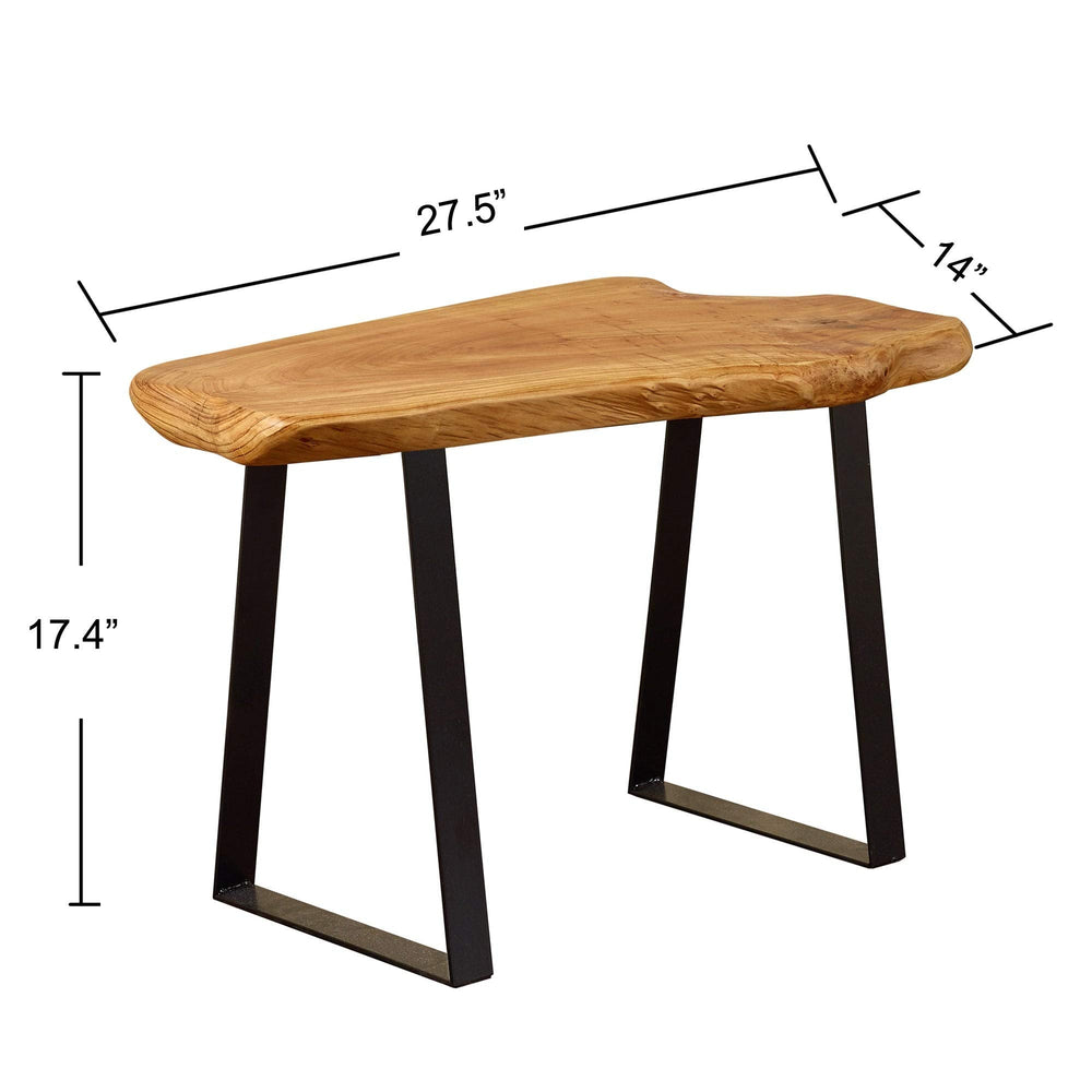 Live Edge Cut Cedar Roots Rustic Stool with Flat Iron Leg Natural Floral Pattern - Diamond Home USA