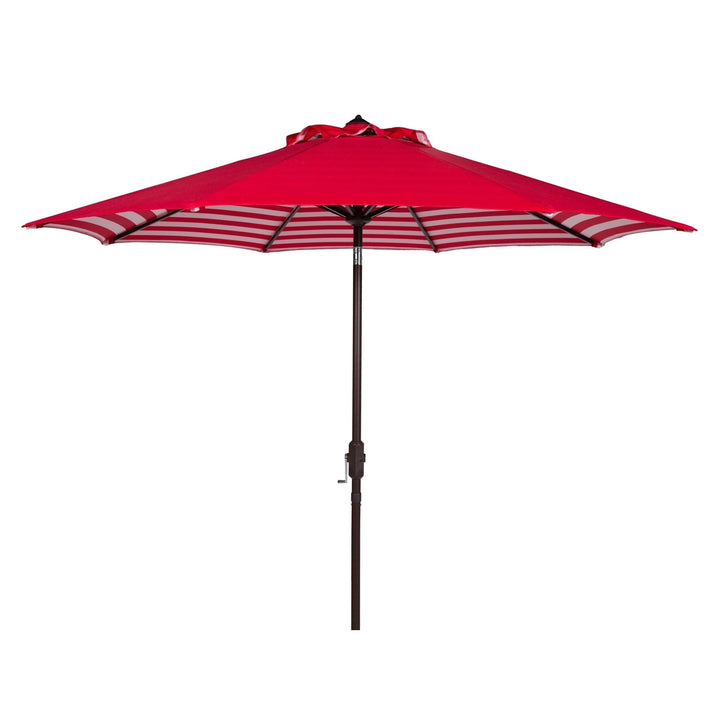 Inside Out Striped 9 Ft Crank Red/White Outdoor Umbrella Red Stripe Classic - Diamond Home USA