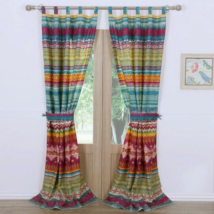 Southwestern Tribal Geometric Chevron Stripe Pattern Print Multicolor Blue Siesta - Diamond Home USA