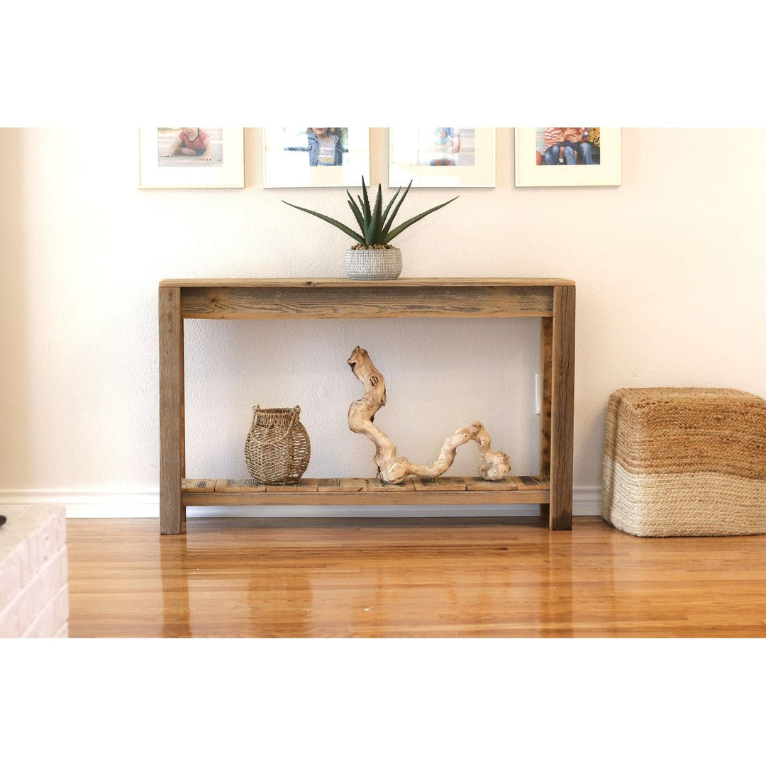 Natural Unfinished Minimilist Console Table Farmhouse Rectangular Reclaimed Wood