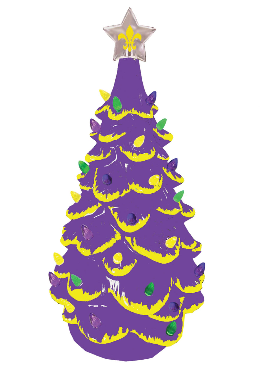 14" Lighted Ceramic Mardi Gras Tree