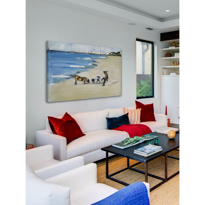 Marmont Hill 6x24 Dogs' Play by Tori Campisi Painting Print on Wrapped Canvas - Diamond Home USA