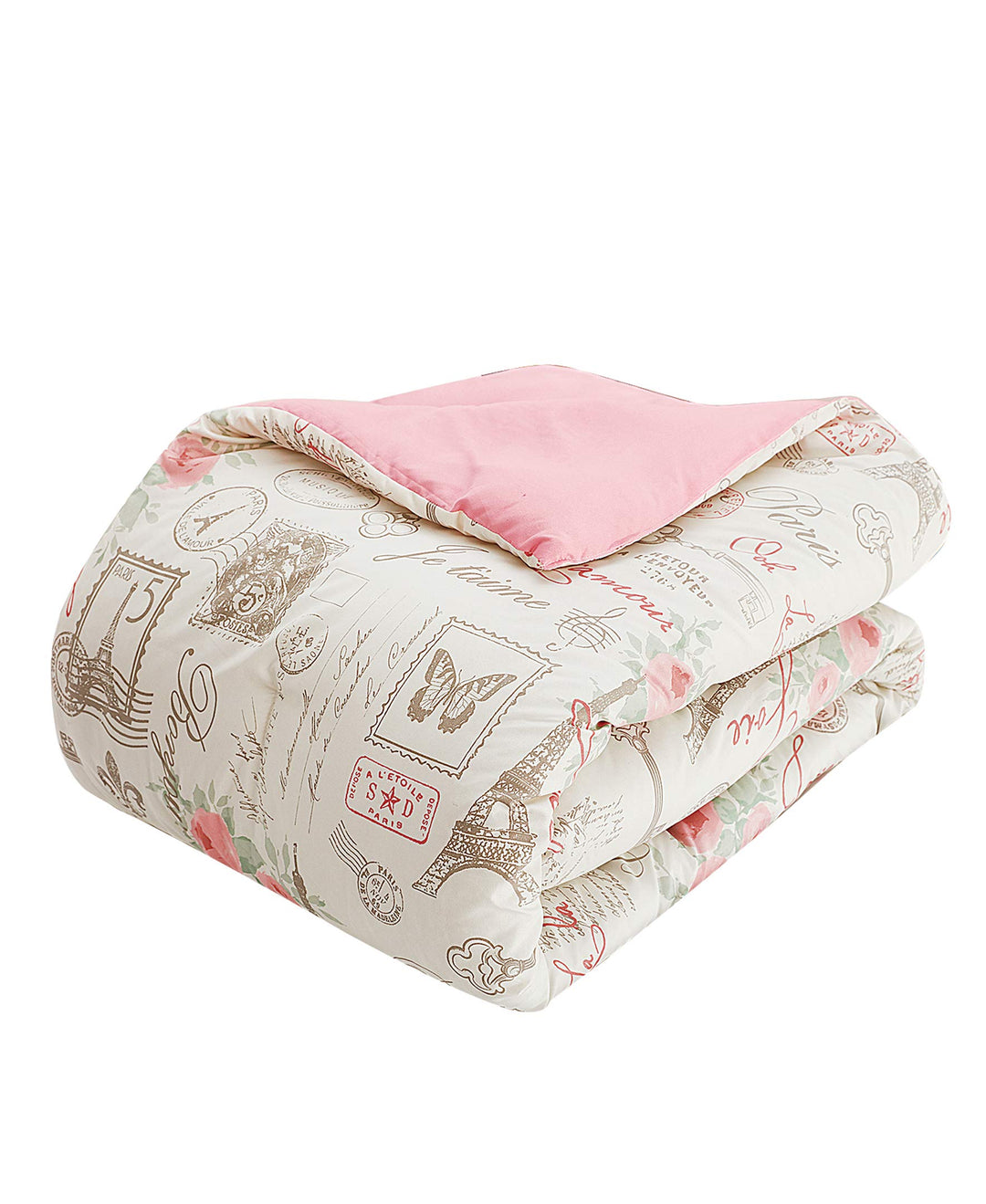 5 Piece Girls Off I Love Paris Comforter Set Romantic