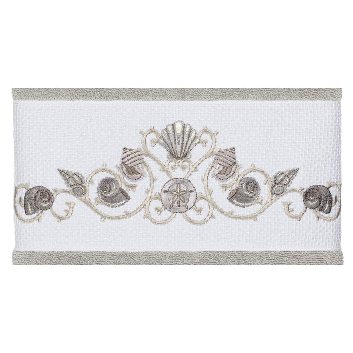 Authentic Hotel and Spa Turkish Cotton Shells Embroidered Light Grey 4-Piece - Diamond Home USA