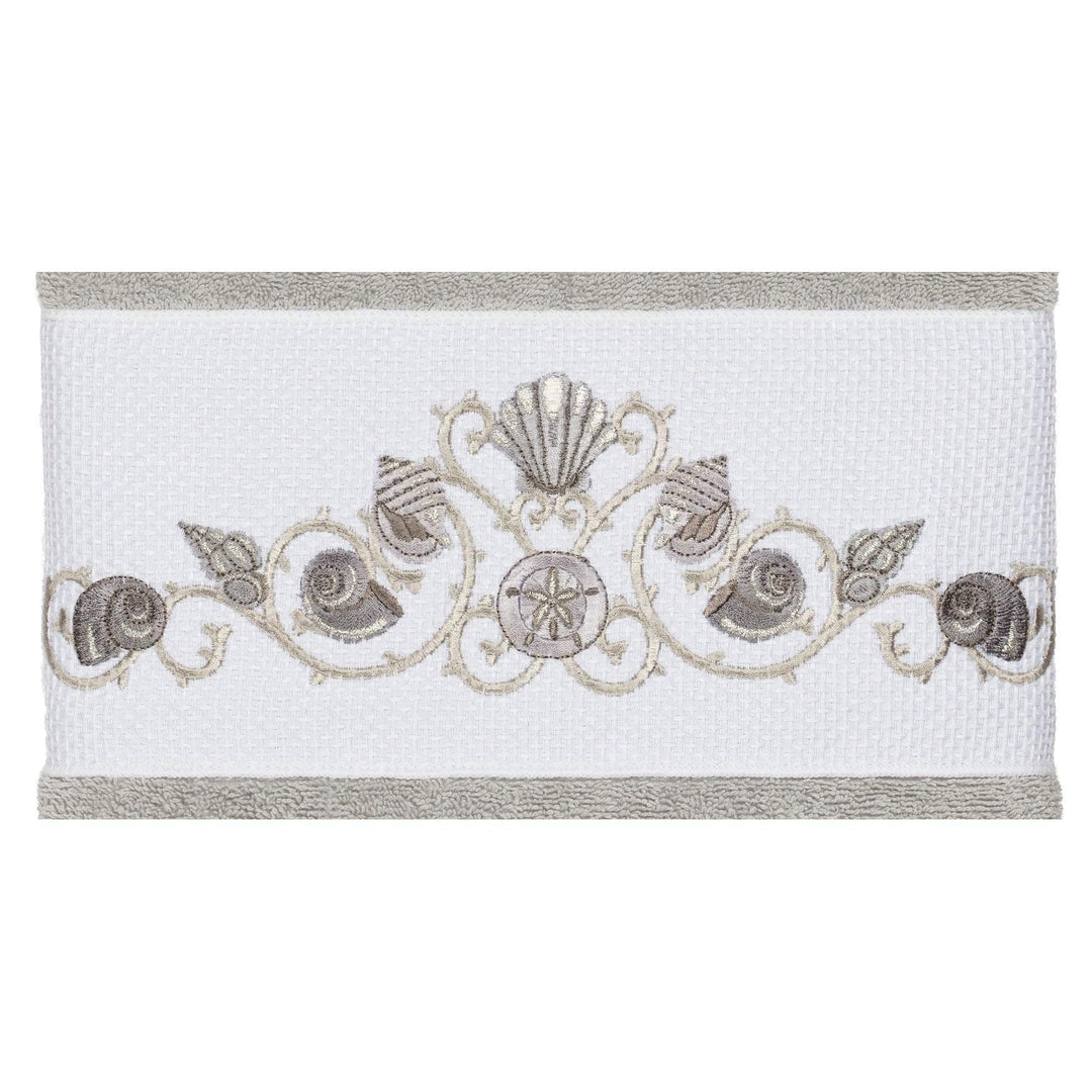 Authentic Hotel and Spa Turkish Cotton Shells Embroidered Light Grey 4-Piece - Diamond Home USA