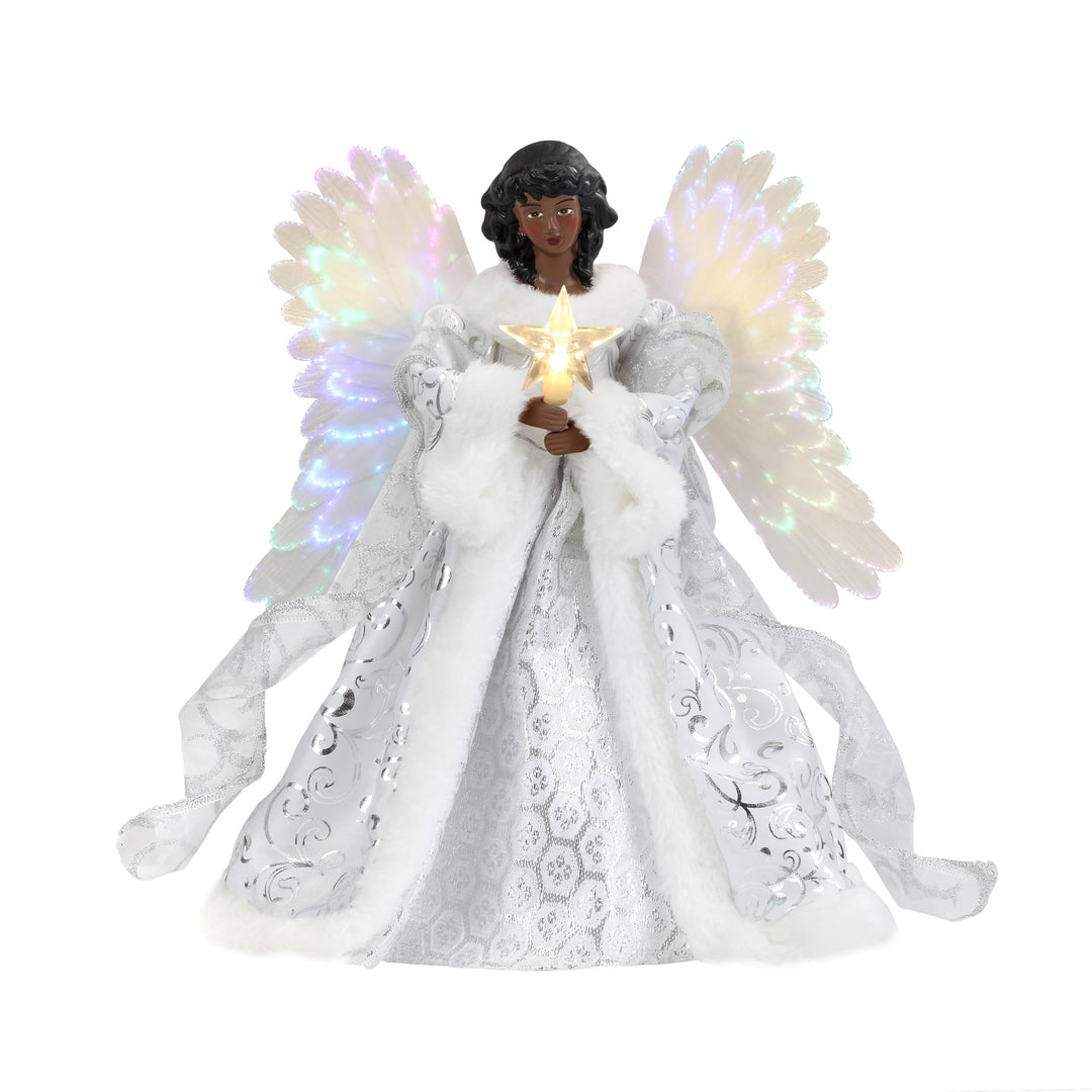 12" Fiber Optic Animated Tree Topper Black Angel Red Plastic - Diamond Home USA