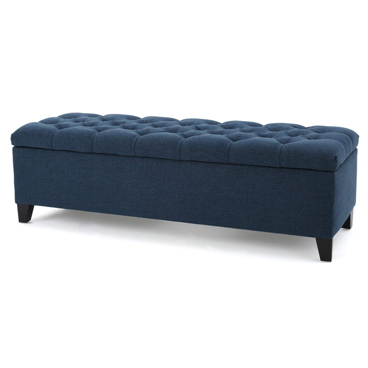 Christopher Knight Home Ottilie Fabric Storage Ottoman Dark Blue 17.75"D x Dark Blue + Dark Brown